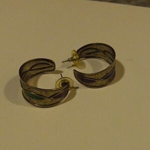 Elegant Silver and Purple Earrings Vintage